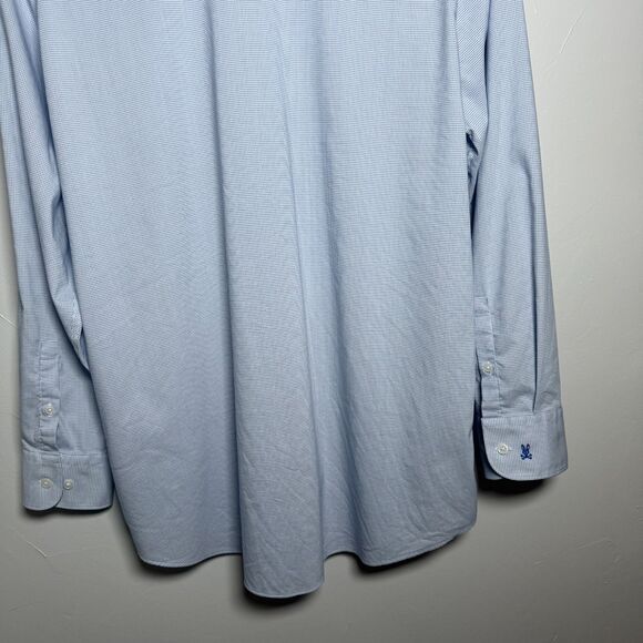 Psycho Bunny Blue White Checkered Print Long Sleeve Mens Size 16.5 x 32/33 - Picture 6 of 15